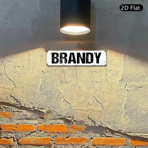 4x16 Inch Aluminum Wall Art, Vintage Brandy Text Metal Sign 1pc for Home Bar Kitchen and Coffee Station Wall Decor