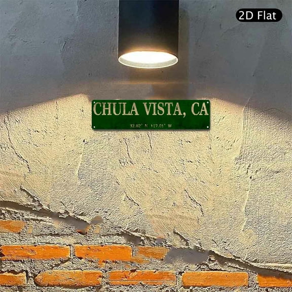 4x16 Inch Aluminum Wall Art, Vintage Chula Vista California City Sign with Geographic Coordinates Metal Decor 1pc for Home Office Garage Wall Decoration