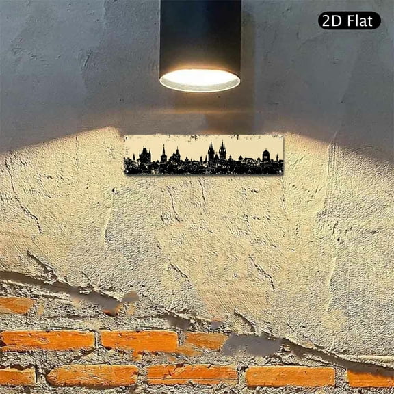 4x16 Inch Aluminum Wall Art, Vintage European Cathedral Skyline Metal Sign, Distressed Gothic Cityscape Decor for Home Office Wall Hanging 1pc
