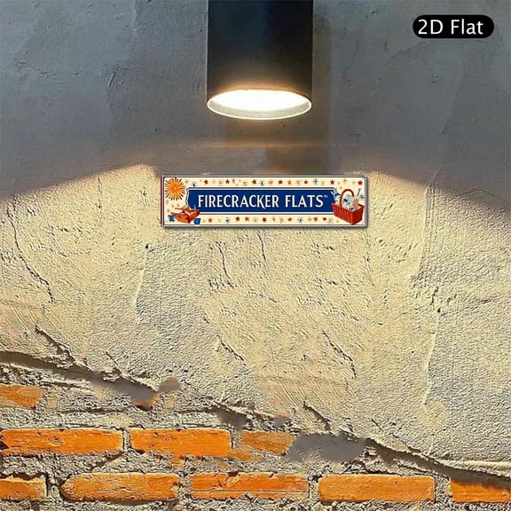 4x16 Inch Aluminum Wall Art, Vintage Firecracker Flats Patriotic Design Metal Sign, Decorative Fireworks Themed Hanging Decor for Home Wall 1pc