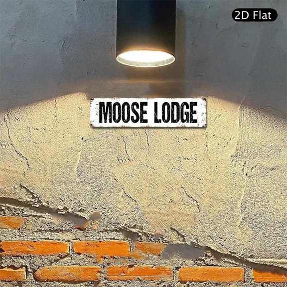 4x16 Inch Aluminum Wall Art, Vintage Style Moose Lodge Distressed Lettering Metal Sign 1pc for Cabin Lodge Home Bar Wall Decor