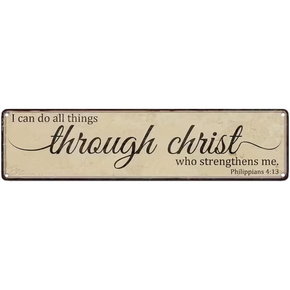 4x16 Inch Inspiring Metal Wall Art Sign I Can Do All Things Scripture Tin Sign Elegant Script Font Decor for Home Bar Garage Man Cave Durable Hanging Plaque