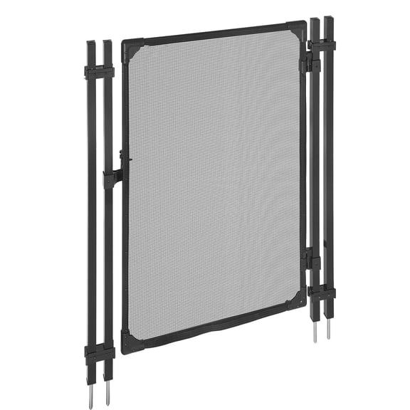 4x2.5 ft Pool Fence Gate for Inground Pools, PVC Mesh with Metal Latch & Stopper, Square Tube, Black