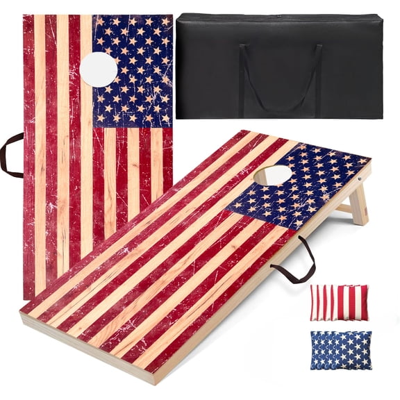 4x2 FT Solid Wood Cornhole Set for Adults, Regulation Size All-Weather Waterproof Corn Hole Game with 8 Bean Bags & Carrying Case, Indoor & Outdoor Toss Game for Backyard, Beach, Tailgating & Parties