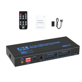4x2 HDMI Matrix Switcher Manual and Infrared Remote Control, 600MHz Bandwidth for Home Theater and Audio Systems