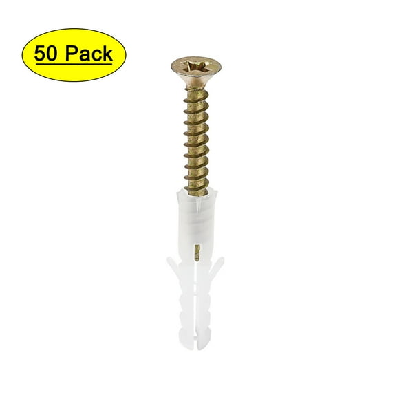 Uxcell 4x20mm Expansion Bolt Plastic with Screw White 50 Pack