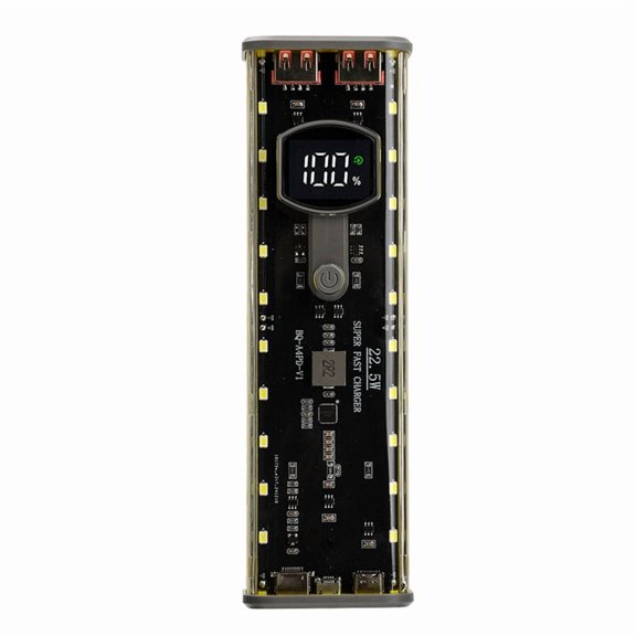 4x21700 DIY Power Bank Case PD22.5W Transparent Quick Charge Battery Box LED Screen Battery Case Kit with Light