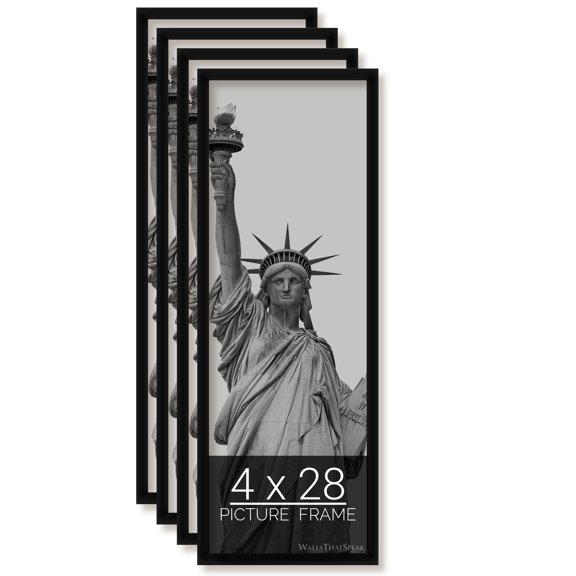 4x28 Black Picture Frame for Puzzles Posters Photos or Artwork, Set of 4