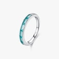 thumbnail image 1 of 4x2mm Baguette-Cut Lab-Created Emerald Channel-Set Half Eternity Wedding Band Ring in 925 Sterling Silver – Elegant Design for Women, 1 of 10