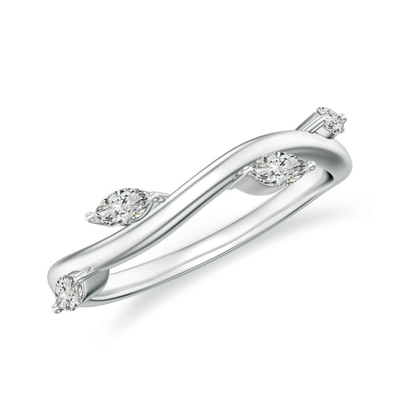 4x2mm Marquise Shaped Diamond Leaf Eternity Band in 925 Sterling Silver/ White Gold Plated Vintage Promise Wedding Band Ring April Birthstone Jewelry, Ring Size 6