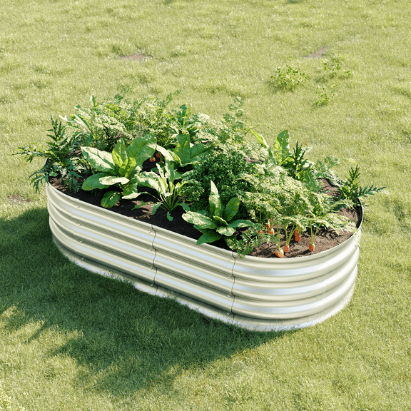 4x2x1ft Outdoor Metal Raised Garden Bed Planter Box for Vegetables, Flowers, Herbs