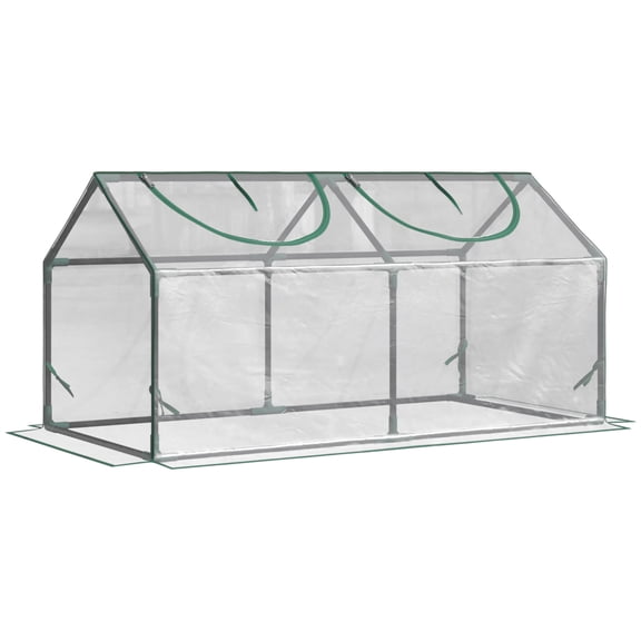 4x2x2 ft Portable Mini Greenhouse with Roll-up Windows for Indoor Outdoor Garden, Clear Steel Frame