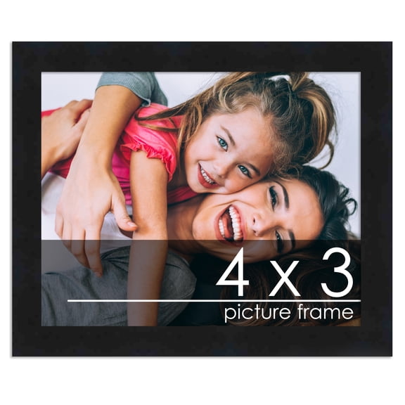 4x3 Black Wood Picture Frame - UV Acrylic, Foam Board Backing, Hanging Hardware