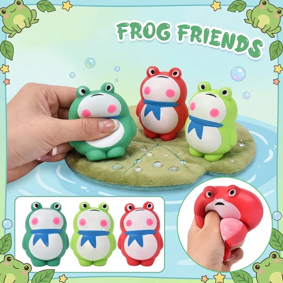 4x3 Inch Frog Squeeze Sensory Tool for Adults for Anxiety Relief and Slow Rising Decompression for Birthday Gift Cyan