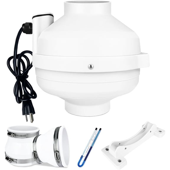 4x3 Inch Radon Mitigation System Kit, Quiet 260CFM Radon Mitigation Fan Inline Duct Fan IP67 Waterproof with soft joint and manometer, High Airflow Exhaust Fan for Indoor Outdoor