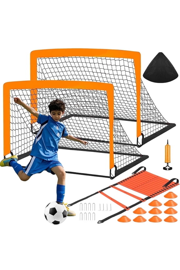 Kids Soccer Goals for Backyard Set, 2 Pack 4x3 Ft Pop up Soccer Goal with Soccer Nets