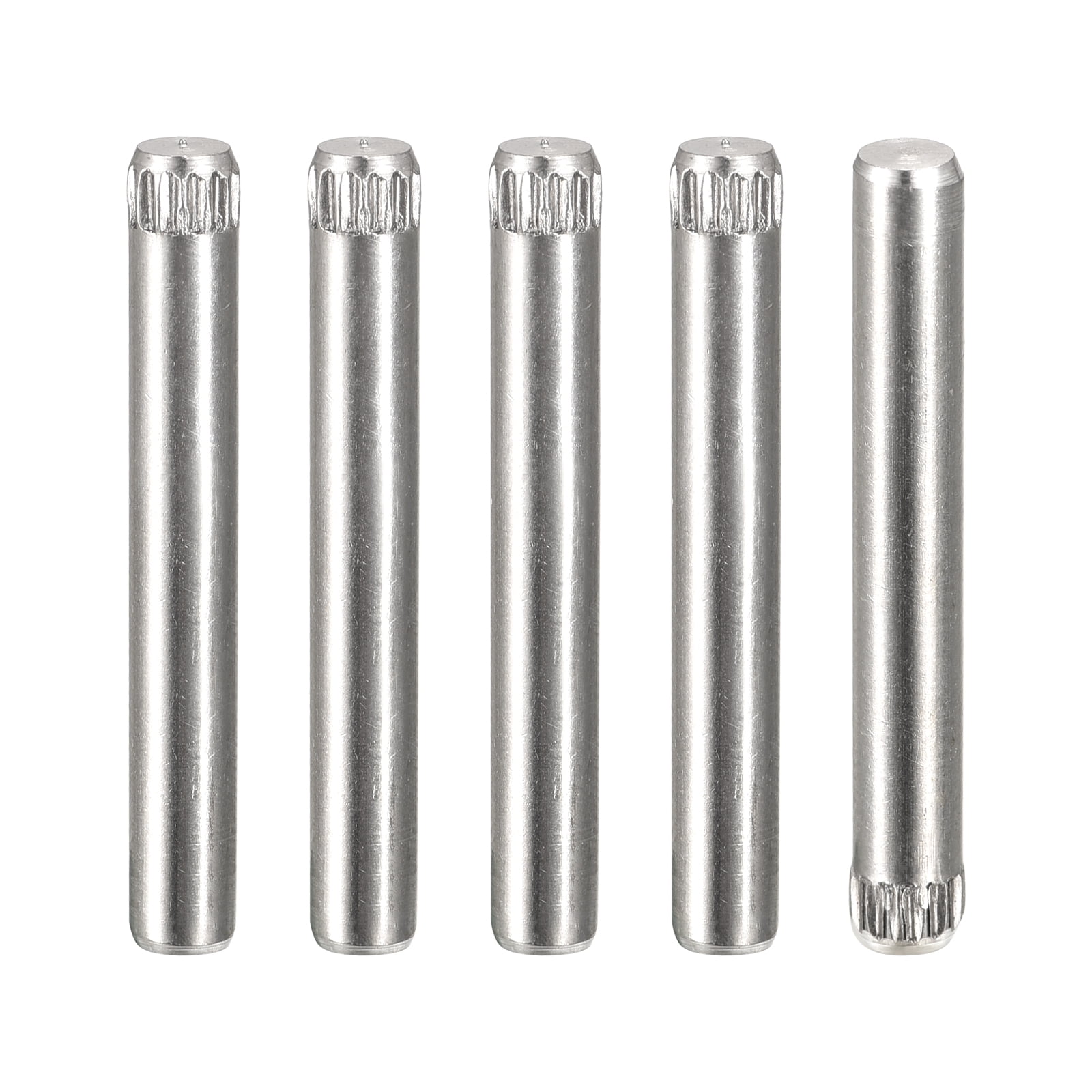 4x30mm 304 Stainless Steel Dowel Pins, 5 Pack Knurled Head Flat End Dowel Pin