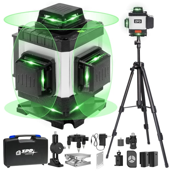 4x360 16-Line Green Laser Level, Self-Leveling with Tripod