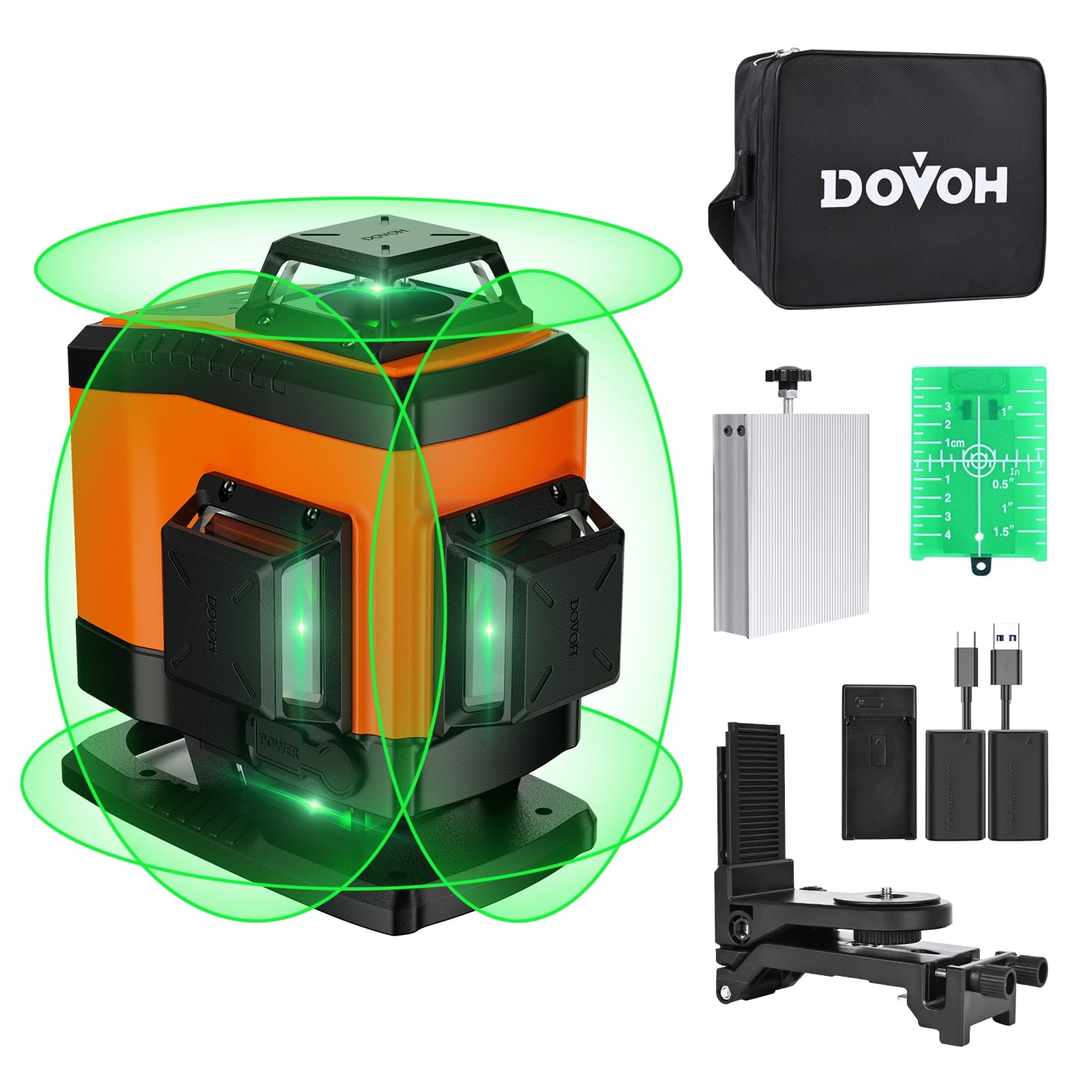 16 Line 4D Green Laser Level, 4x360° Self Leveling Laser Tool for Construction, Tiling & Ceiling, Rechargeable, Magnetic Bracket Included – K4-360G