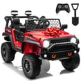 thumbnail image 1 of 4x4 24 Volt Kids Ride on Truck Car with Remote Control & 2 Seater, 4x200W Motors, 9AH Battery Powered Electric Toys, Spring Suspension, 3 Speeds, Wheels, LED Lights, Bluetooth MP3 Music, Red, 1 of 10