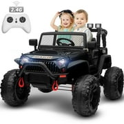 4x4 24V Ride on Truck Car with Remote Control & 2 Seater, 4x200W Motors, 9AH Battery Powered Ride on Toys, Spring Suspension, 3 Speeds, LED Lights, Bluetooth MP3 Music, Big Kids, Black