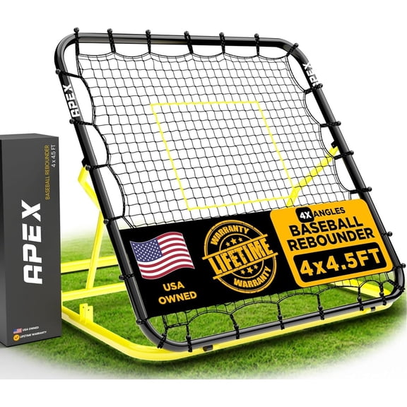 4x4.5 Ft Baseball Rebounder, Multi- Trainer for Soccer and Volleyball, Adjustable Angles, Easy Storage, Durable Construction, Enhances Agility, Precision, Reflexes, Solo Practice