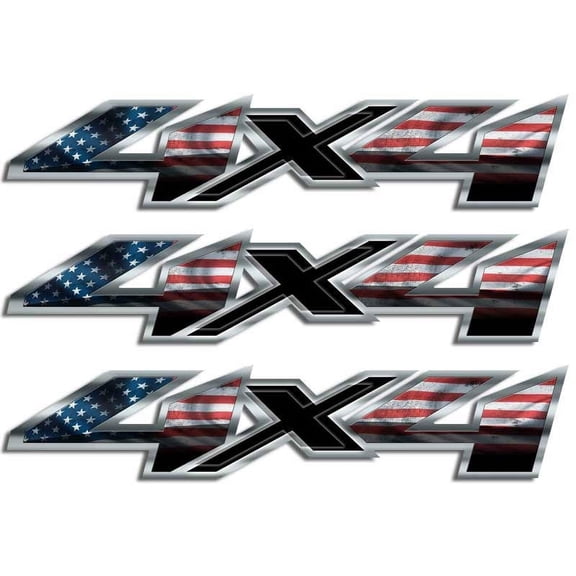 4x4 American Silverado USA Flag Truck Decal Set