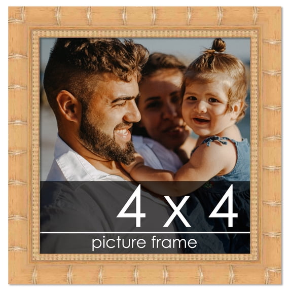4x4 Natural Modern Bamboo Picture Frame - UV Acrylic, Foam Board Backing, Hanging Hardware