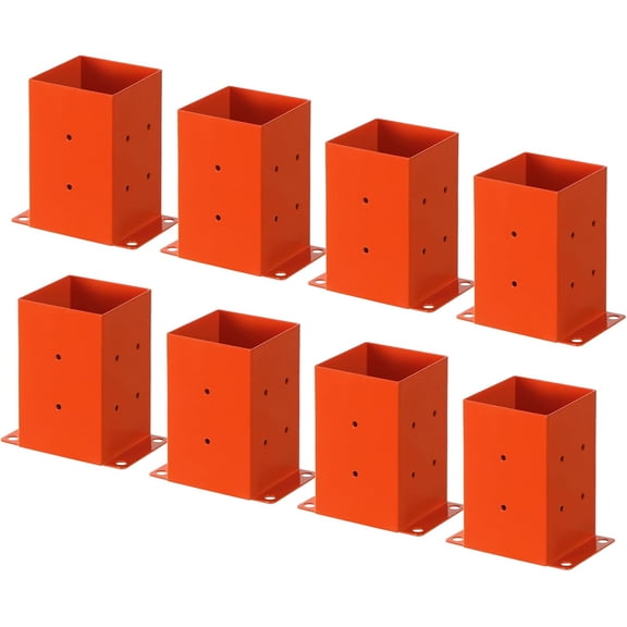 4x4 Base Column Bracket, Heavy-Duty Coated Column Wooden Column Fixing Bracket, Suitable for Stable Support of Iron Plate Base (Orange Yellow, 8pcs)