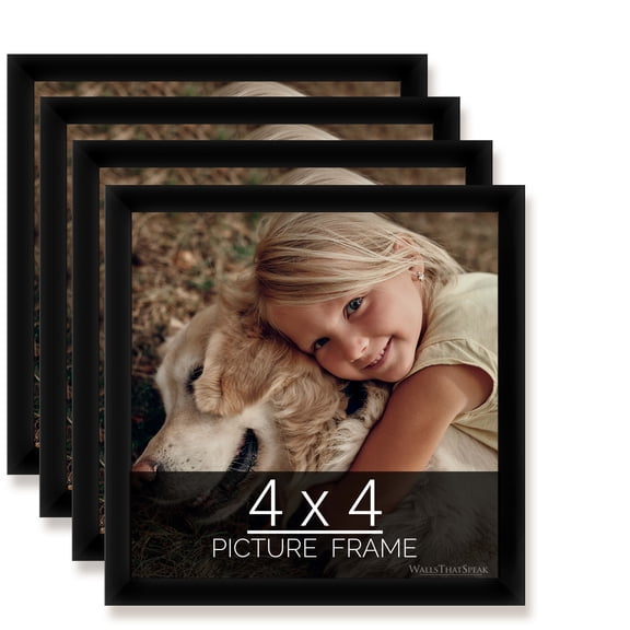 4x4 Black Picture Frame for Puzzles Posters Photos or Artwork, Set of 4