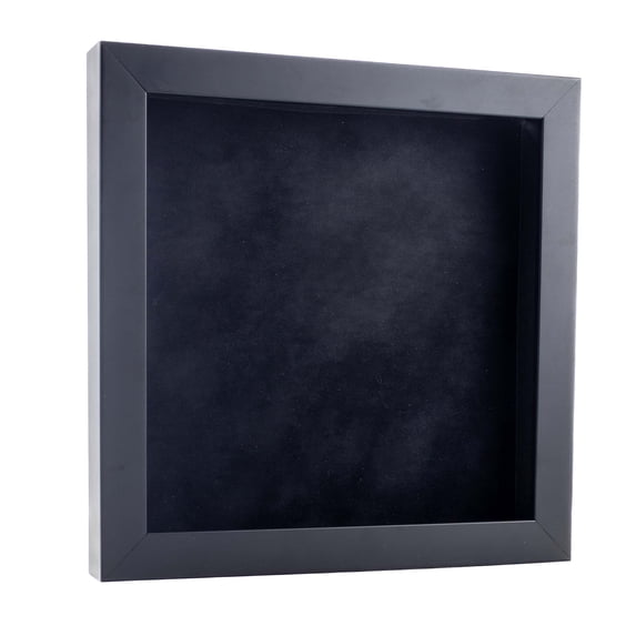 4x4 Black Shadowbox Frame - Interior Size 4x4 with 3/4" Usable Depth - Black Acid-Free Suede Backing