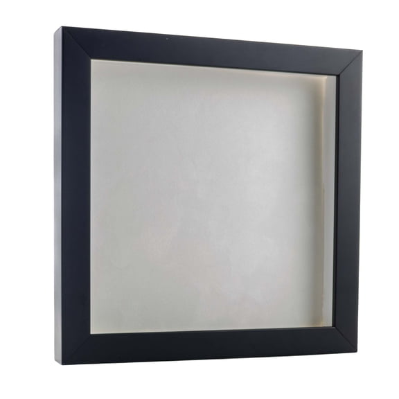 4x4 Black Shadowbox Frame - Interior Size 4x4 with 3/4" Usable Depth - White Acid-Free Suede Backing