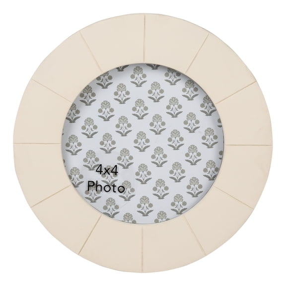 Sterling & Noble Home 4x4 Picture Frame Beige Round Tile Faux Bone Photo Frame