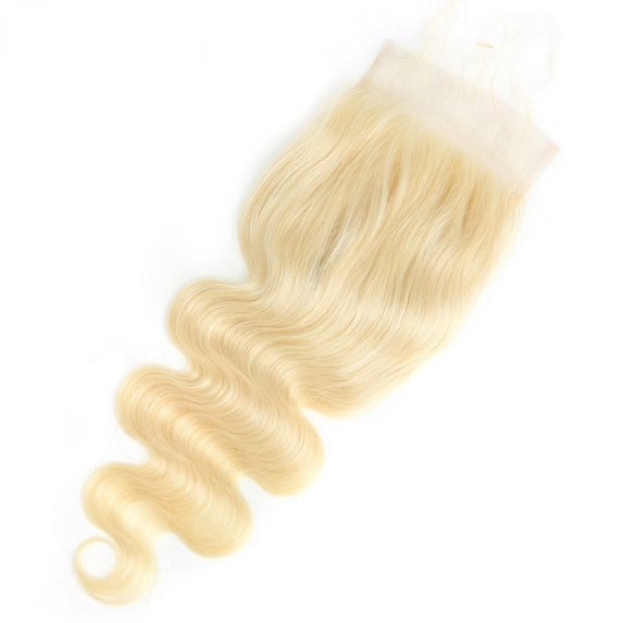 4x4 Body Wave Lace Closure 14 Inch Brazilian Remy Blonde 613 Color Human Hair Closure Bleached Knots With Baby Hair