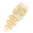 thumbnail image 1 of 4x4 Body Wave Lace Closure 18 Inch Brazilian Remy Blonde 613 Color Human Hair Closure Bleached Knots With Baby Hair, 1 of 4