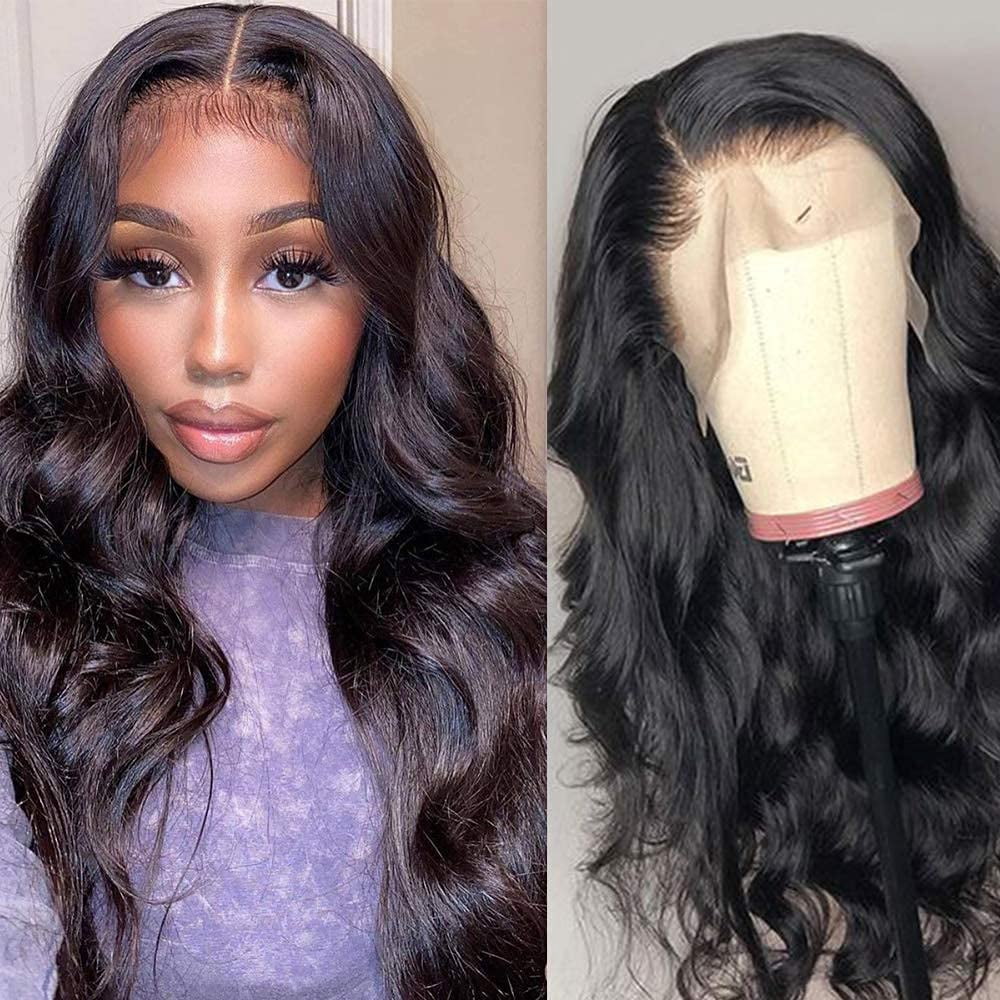4x4 Body Wave Lace Front Wigs Human Hair Pre Plucked with Baby Hair 150 ...