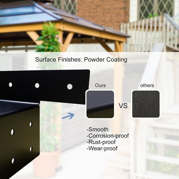 4x4 Brackets for Wood Posts, Black DIY Joist Anchor Connector Truss to Beam Pergola Hardware Kit for Outdoor House Carport Shed (4 per Pack, Screws Including) Type B$$Tools & Hardware Other