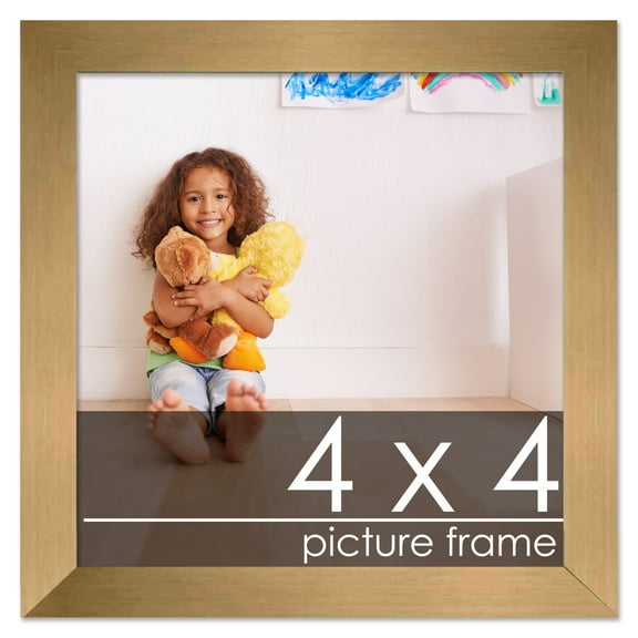 4x4 Gold Bronze Wood Picture Frame - UV Acrylic, Foam Board Backing, Hanging Hardware
