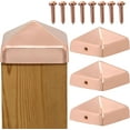 thumbnail image 1 of 4x4 Copper Pyramid Post Caps (4-Pack) - Extended Lip - Solid Copper - Will Patina Naturally (3-1/2" x 3-1/2") (4, 4x4), 1 of 9