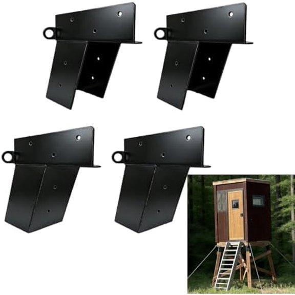 4x4 Deer Stand Brackets 4-Pack, Heavy-Duty Hunting Blind Accessories, Compound Angle Platform Brackets for Elevated Blinds, Tree Houses & Observation Decks$$Other