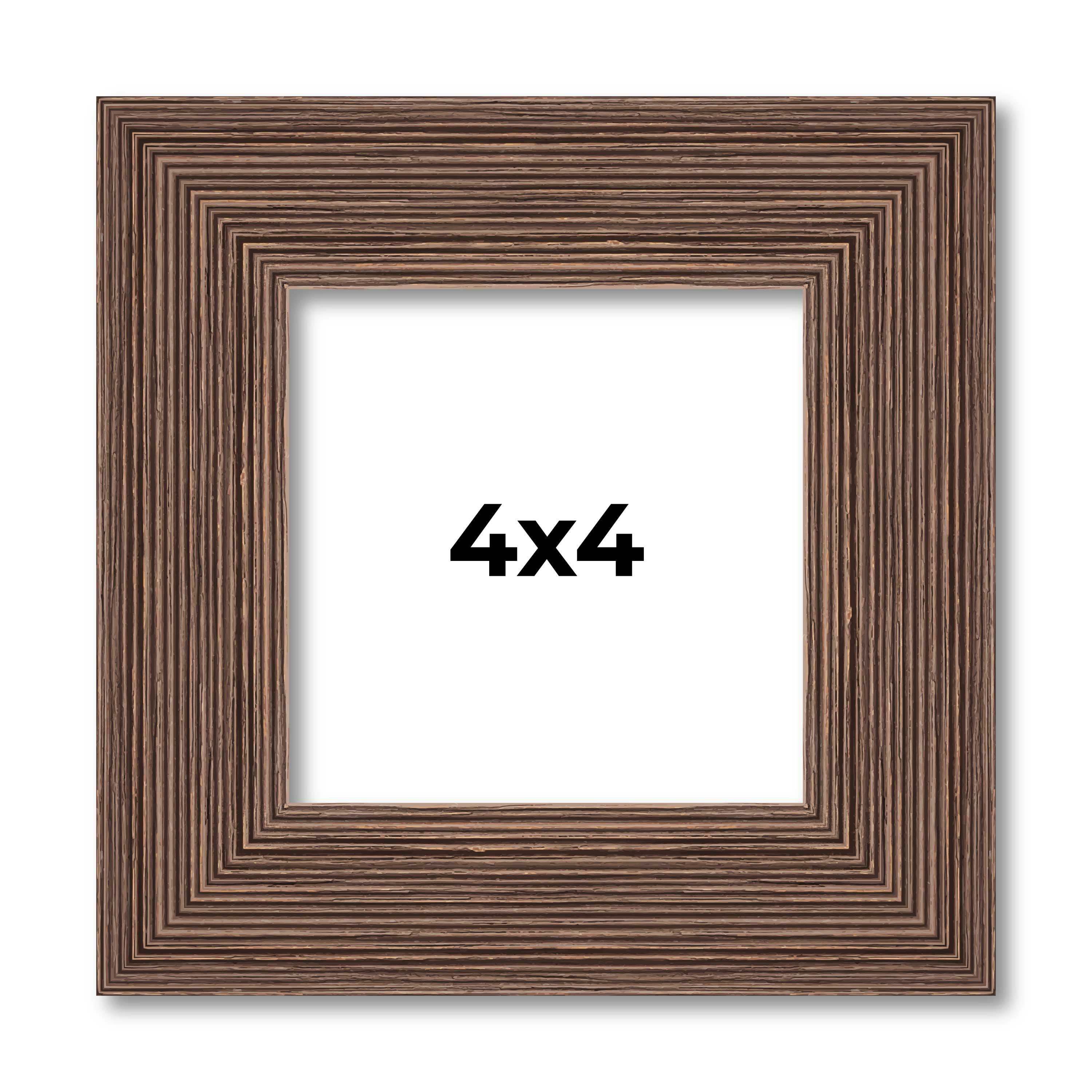 4x4 Frame Brown Farmhouse Solid Wood Picture Frame Width 1.5 Inches ...