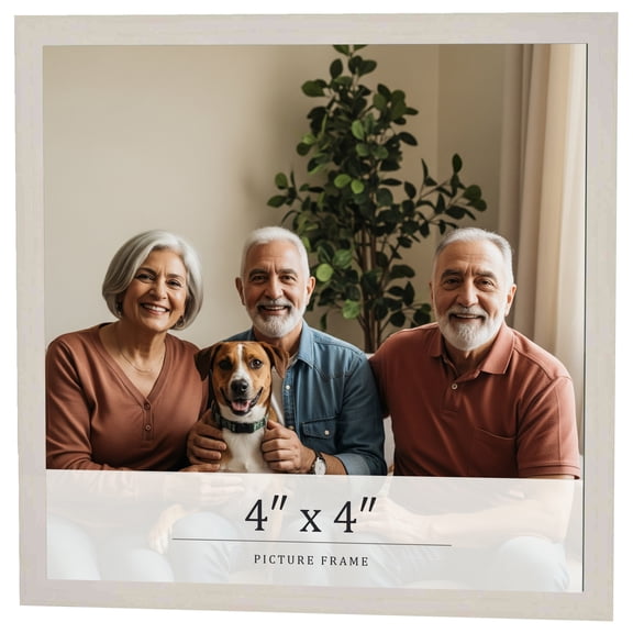 4x4 Frame White Wheat Solid Wood Picture Frame | Moulding Width 0.75 Inches | Interior Depth 0.5