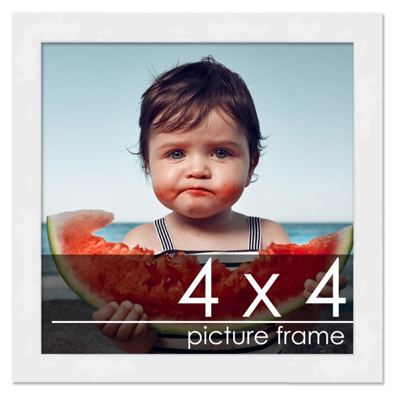 4x4 Frame White Wood Picture Frame - UV Acrylic, Foam Board Backing, & Hanging Hardware Included!