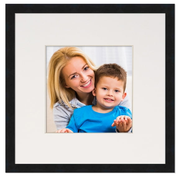4x4 Frame with Mat - Black 8x8 Frame Wood Made to Display Print or Poster Measuring 4 x 4 Inches