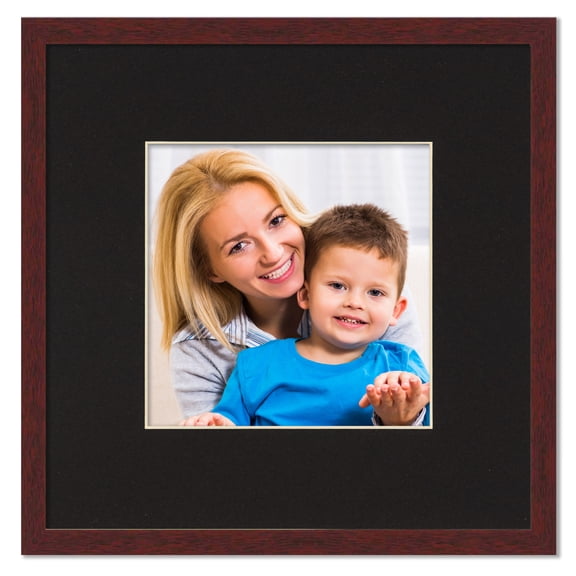 4x4 Frame with Mat - Brown 8x8 Frame Wood Made to Display Print or Poster Measuring 4 x 4 Inches