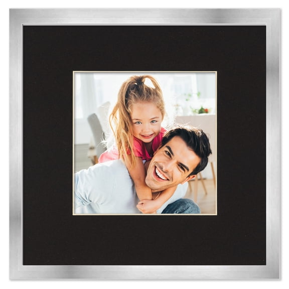4x4 Frame with Mat - Silver 8x8 Frame Wood Made to Display Print or Poster Measuring 4 x 4 Inches