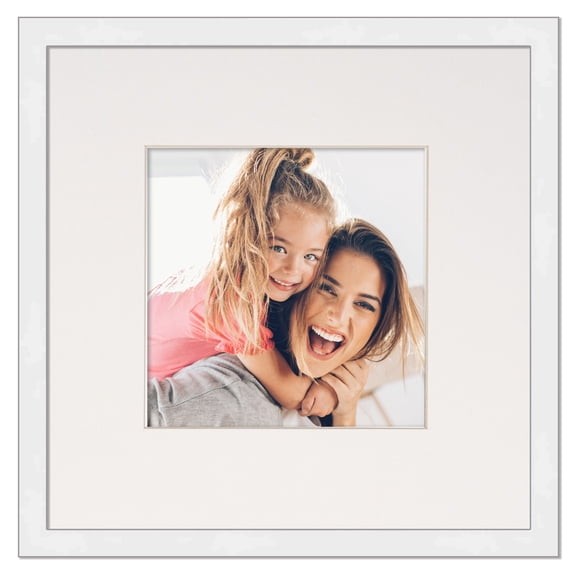 4x4 Frame with Mat - White 8x8 Frame Wood Made to Display Print or Poster Measuring 4 x 4 Inches