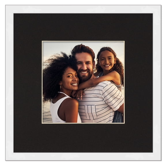 4x4 Frame with Mat - White 8x8 Frame Wood Made to Display Print or Poster Measuring 4 x 4 Inches