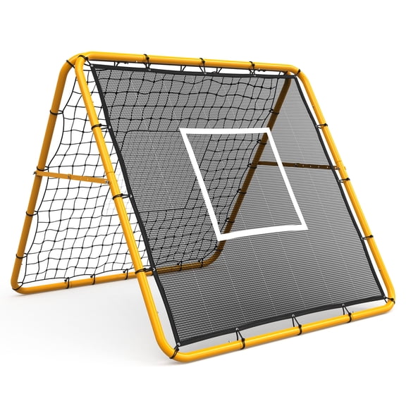 4x4 Ft Adjustable Soccer Rebounder Net, Portable Training Rebounder with Steel Frame and PE Mesh for Soccer Baseball Softball Backyard Practice