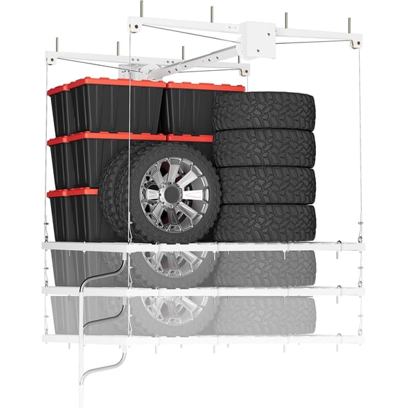 4x4 Ft Overhead Garage Storage Lift 350 lb Capacity Crank System